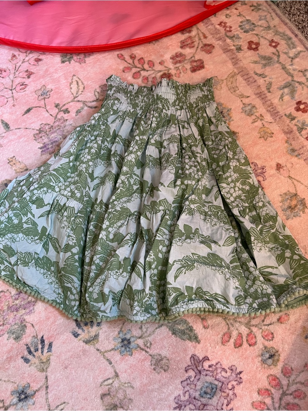 kate quinn Green Floral Tiered Smocked Skirt